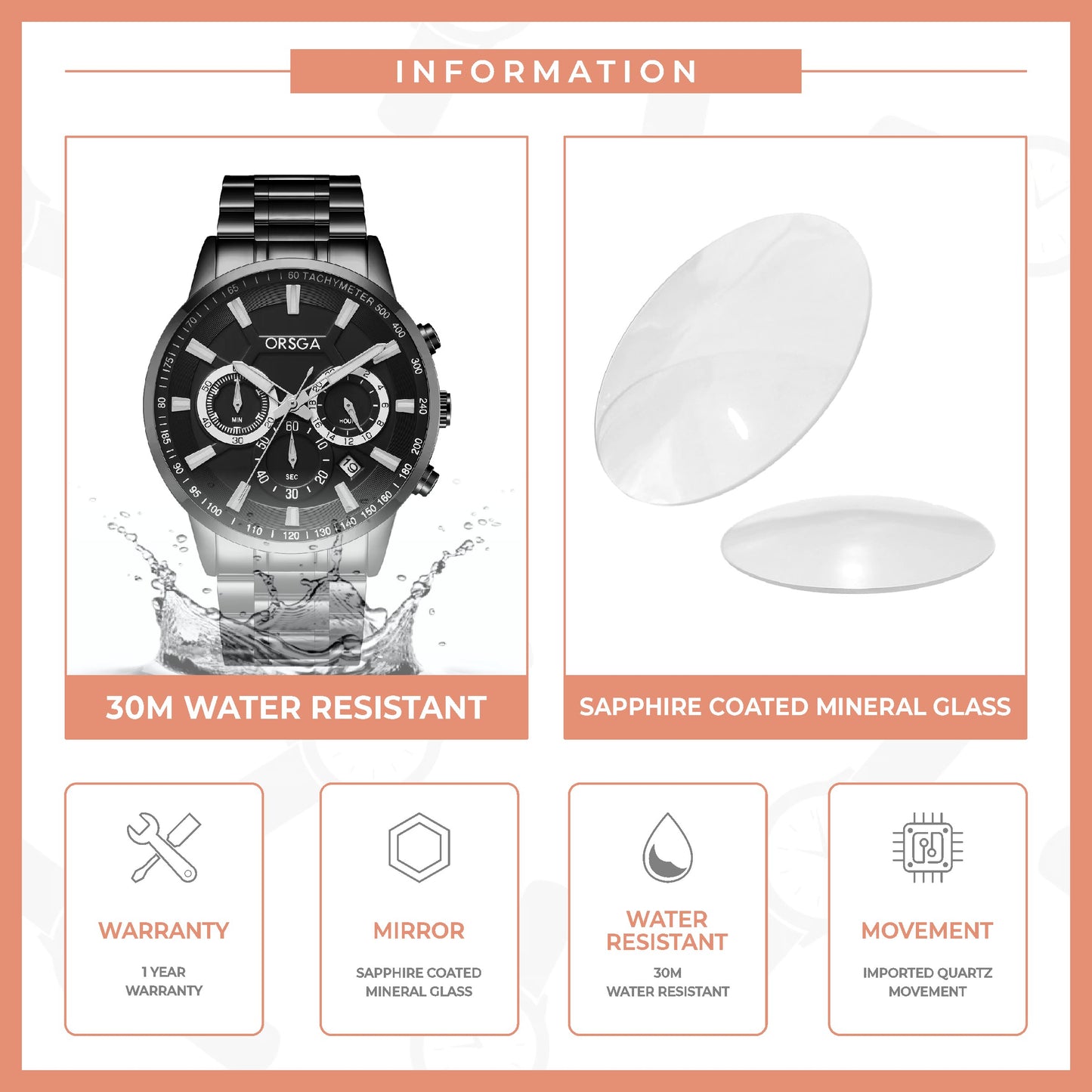 COMET Analog Men's Black Watch