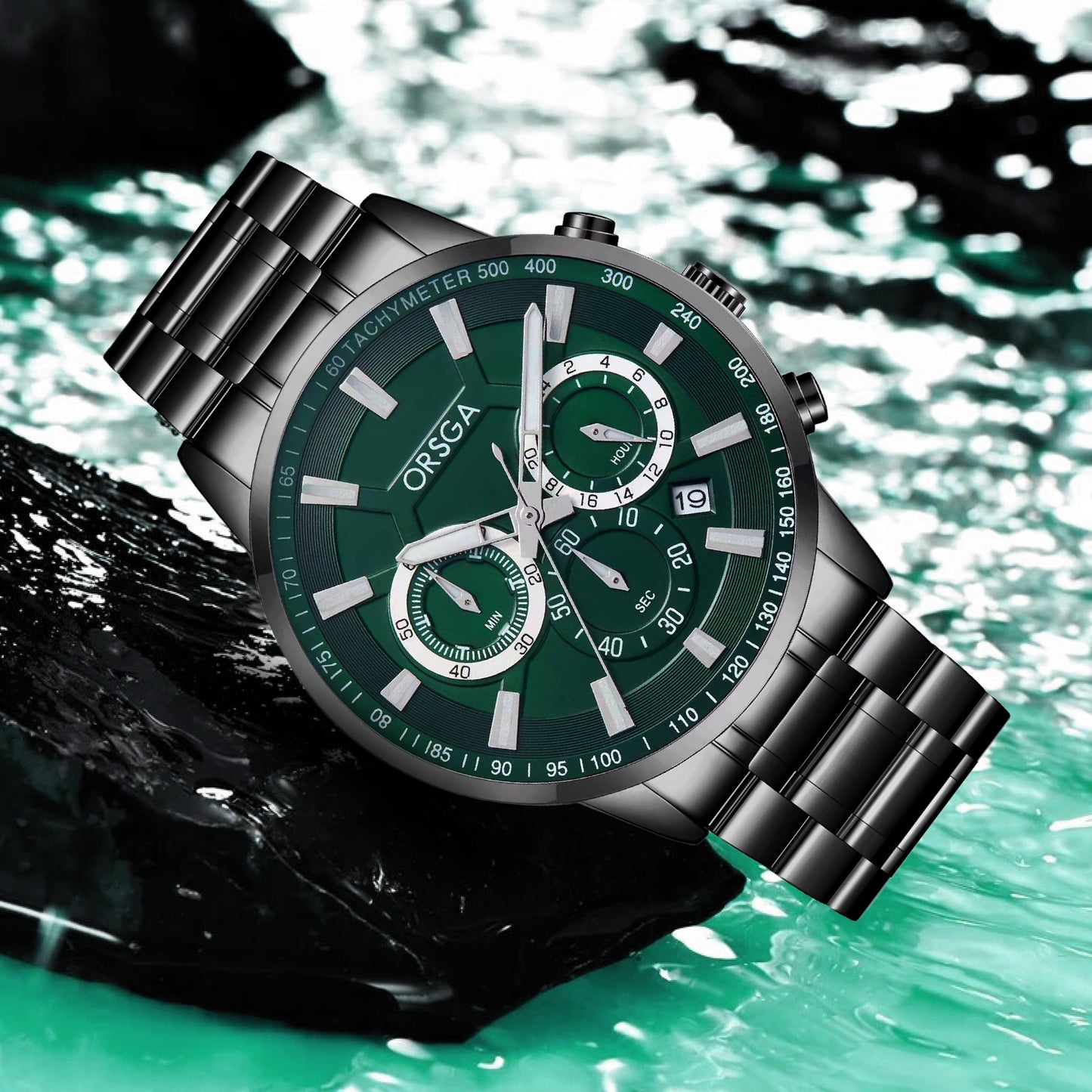 COMET Analog Men's Green Dial Black Watch