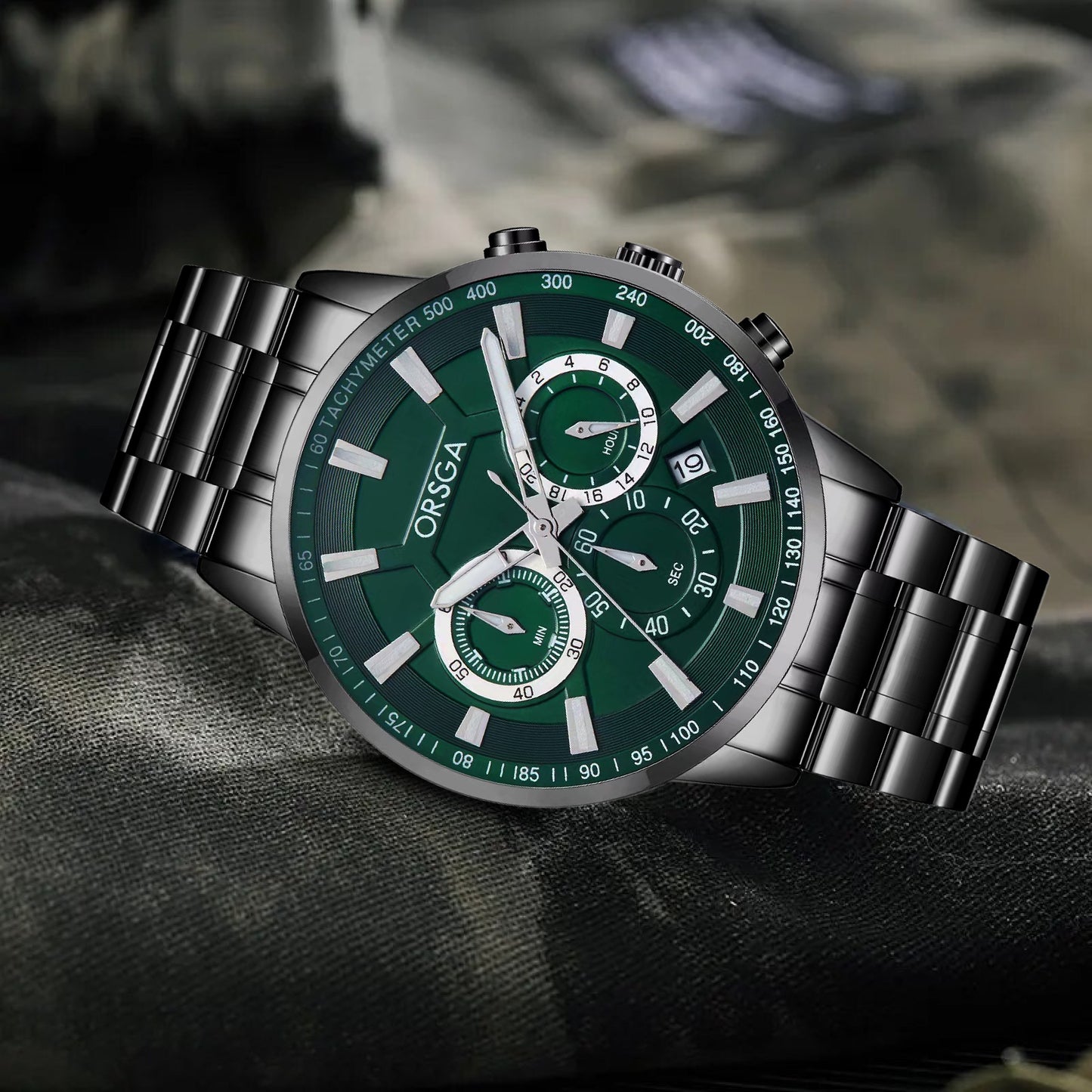 COMET Analog Men's Green Dial Black Watch