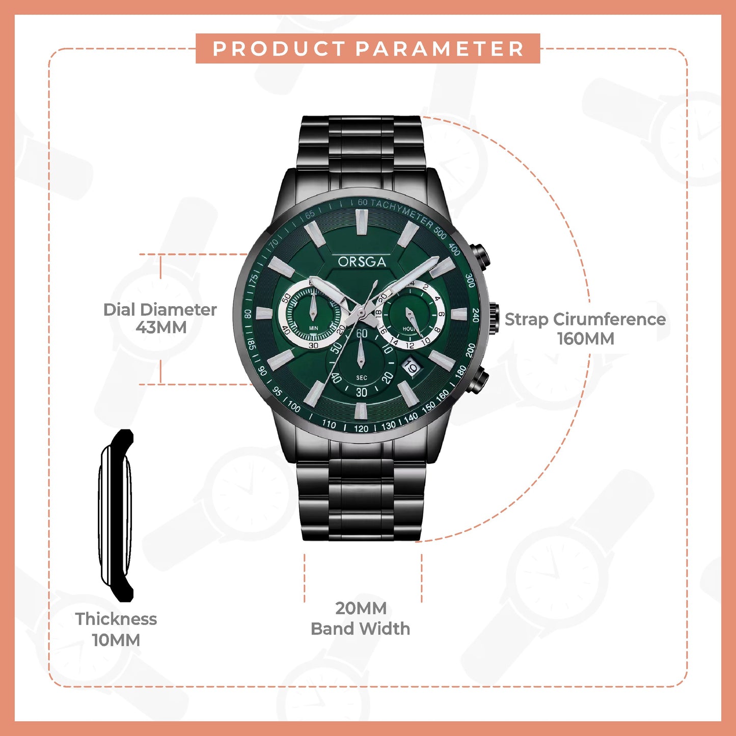 COMET Analog Men's Green Dial Black Watch