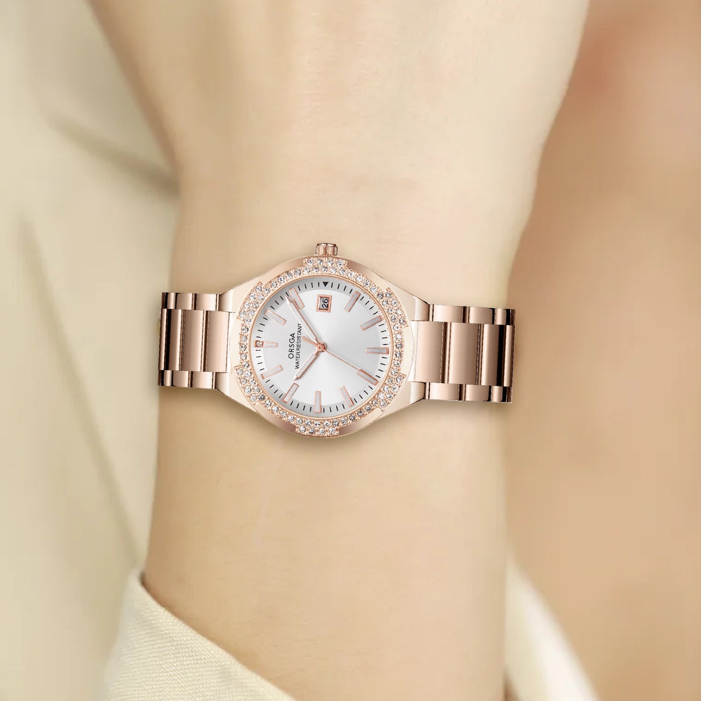 VIRTUE White Rose Gold Women Watch