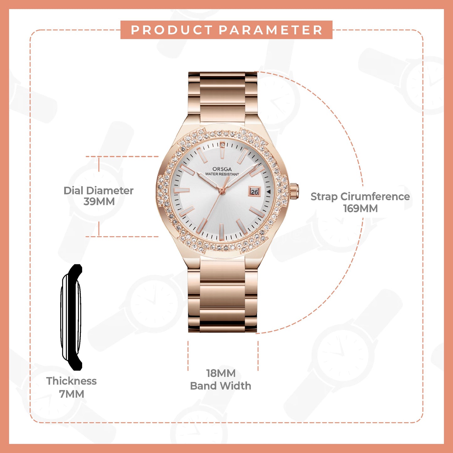 VIRTUE White Rose Gold Women Watch