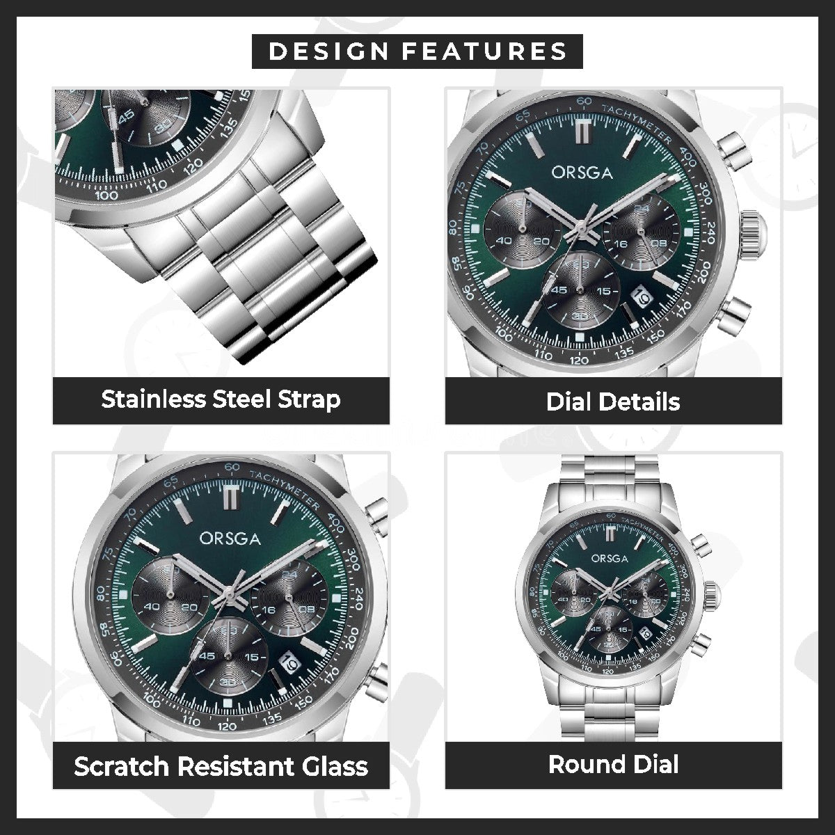 ZORION Analog Men's Watch (Green & Silver)