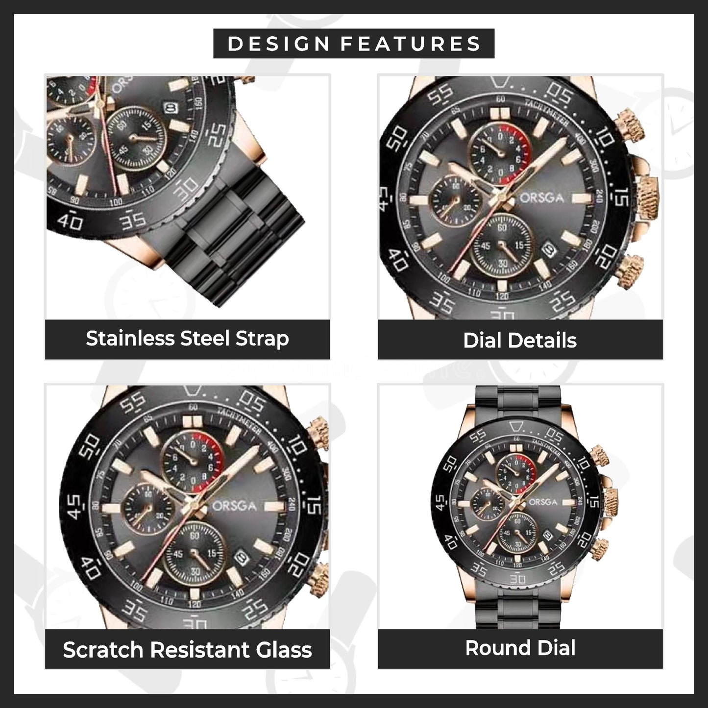 VORTEX Analog Black Gold Men's Watch