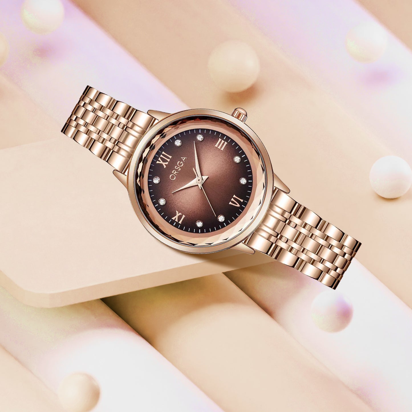 ONYX Women Watch - Brown Dial Rose Gold