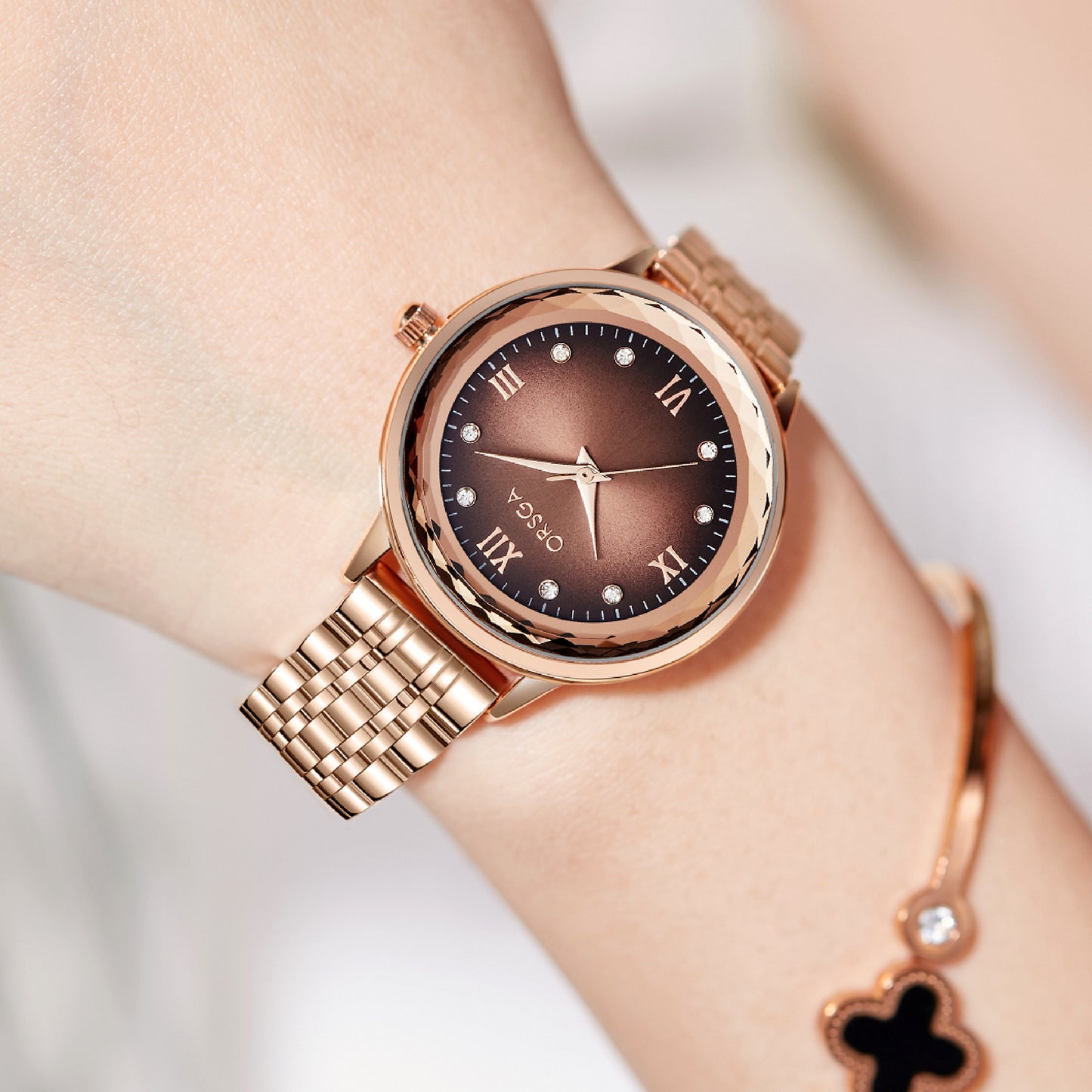 ONYX Women Watch - Brown Dial Rose Gold