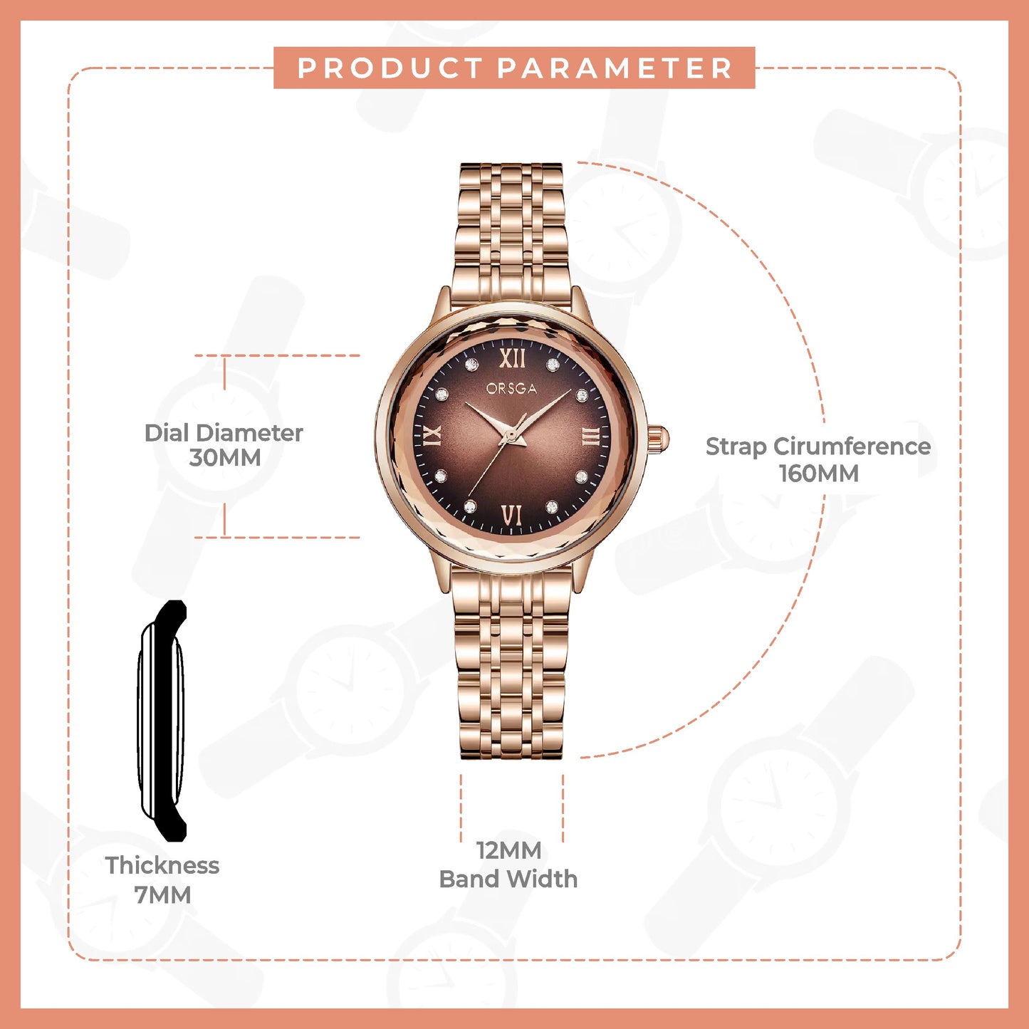 ONYX Women Watch - Brown Dial Rose Gold