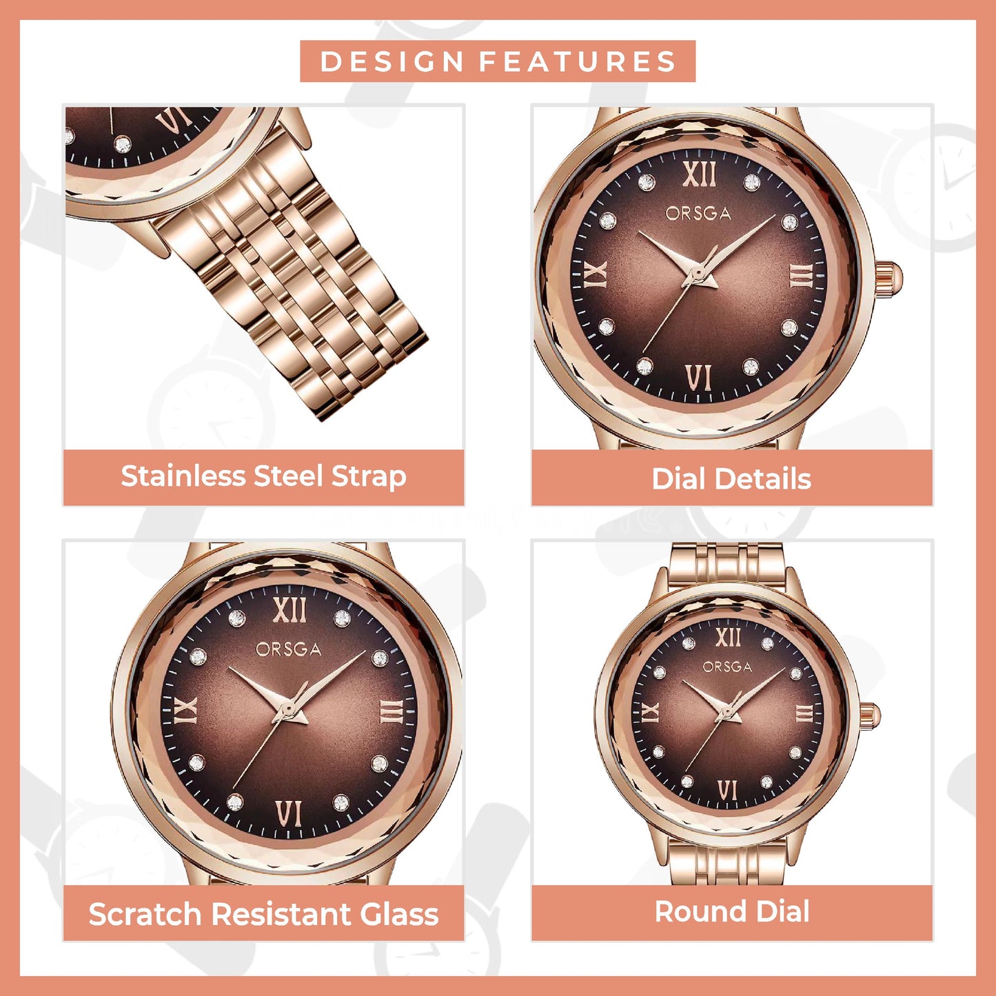 ONYX Women Watch - Brown Dial Rose Gold