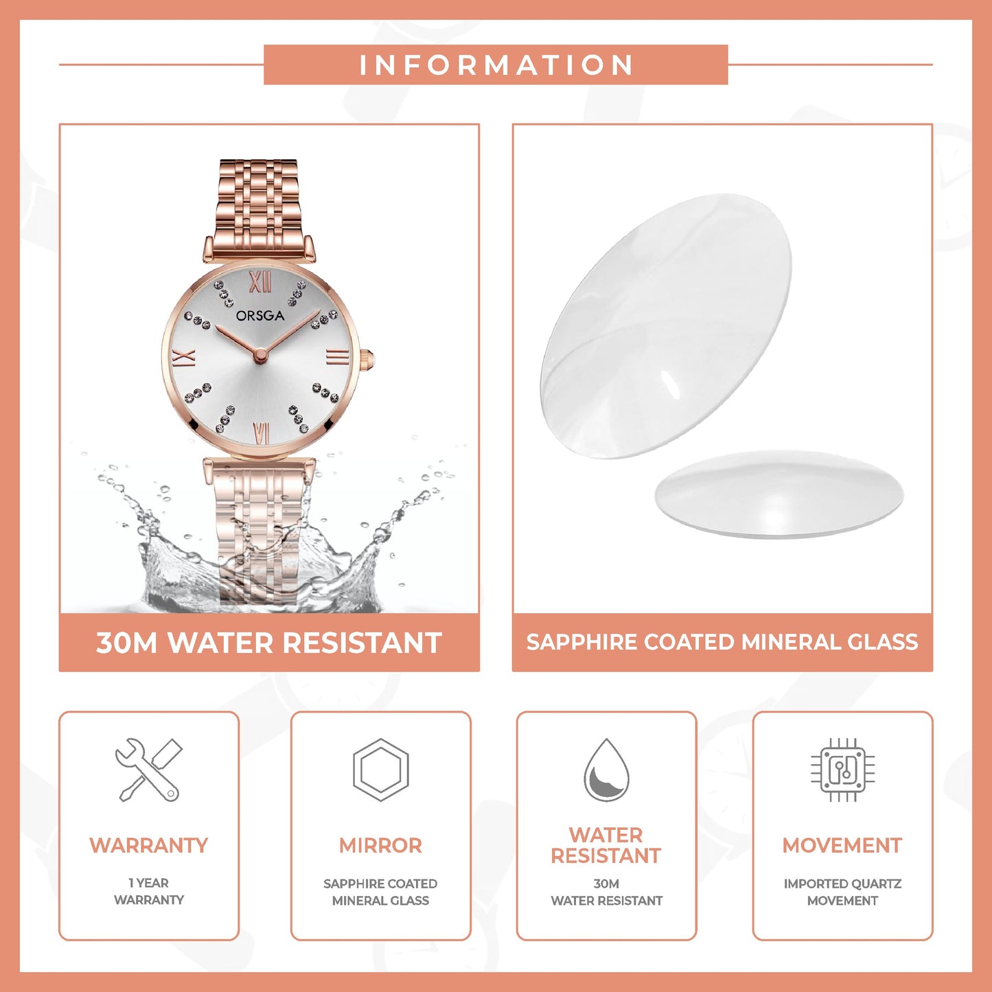 BLISS White Rose Gold Women Watch