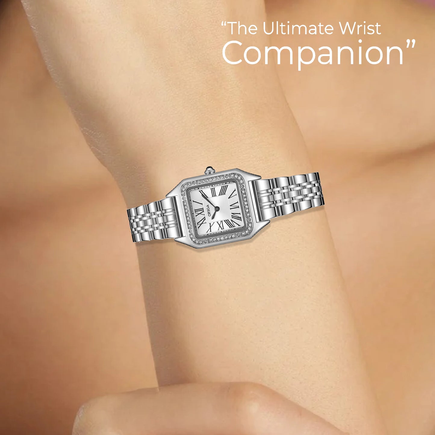 ORSGA CADENCE White Dial Diamond Studded Silver Watch