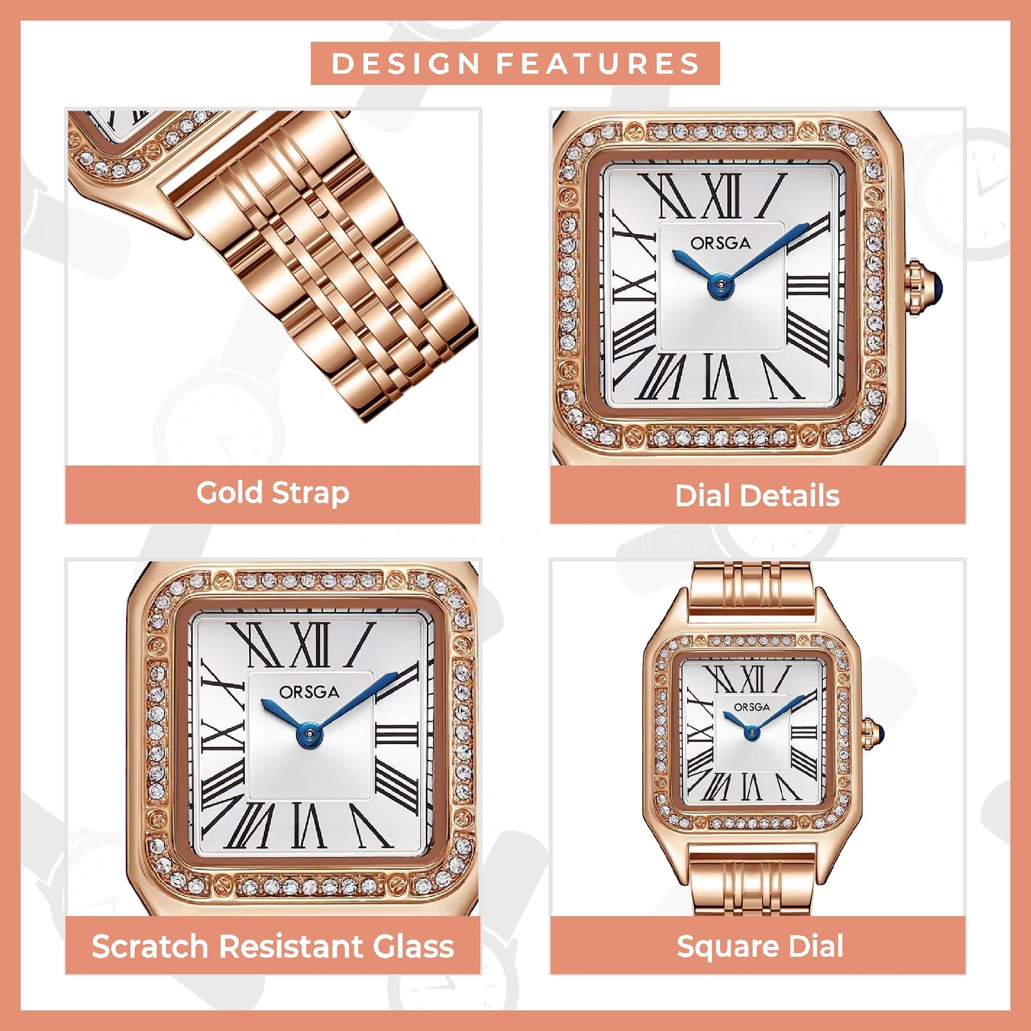 CADENCE Women Watch -  White Dial Rose Gold