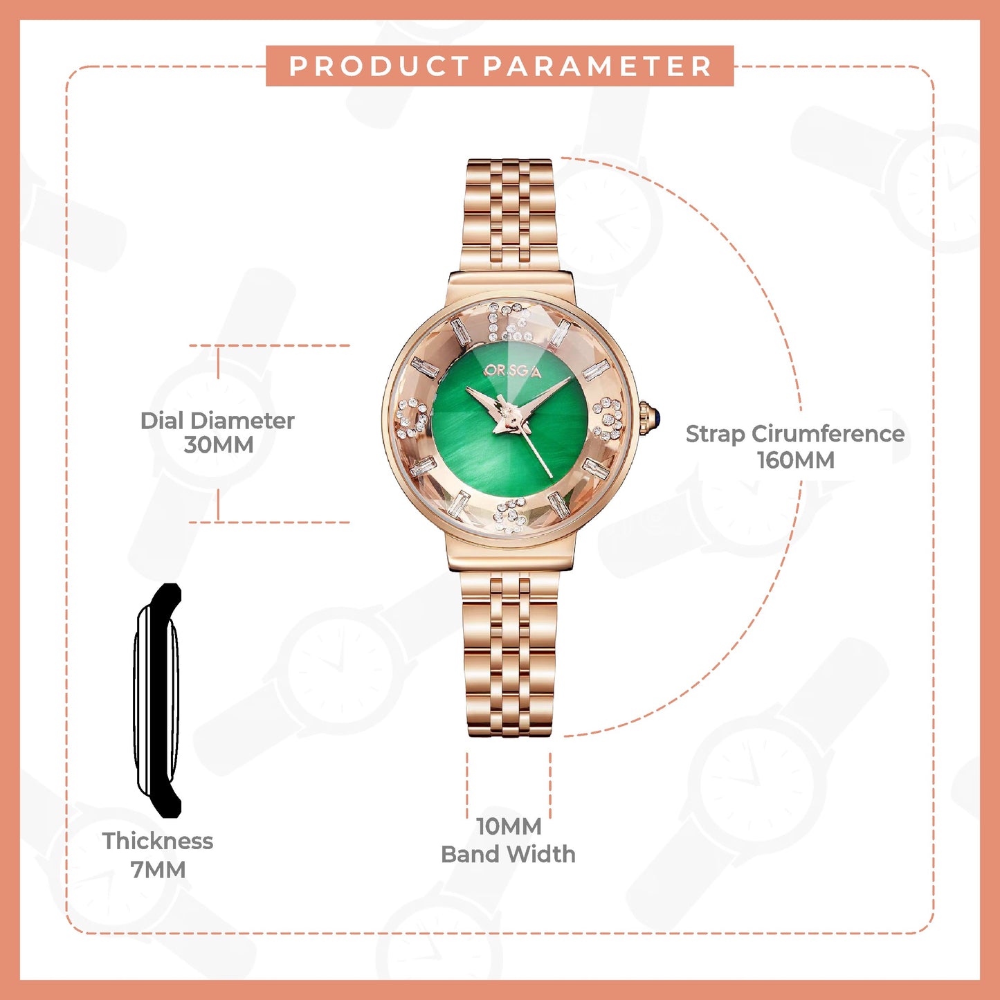 OASIS Green Dial Women Watch