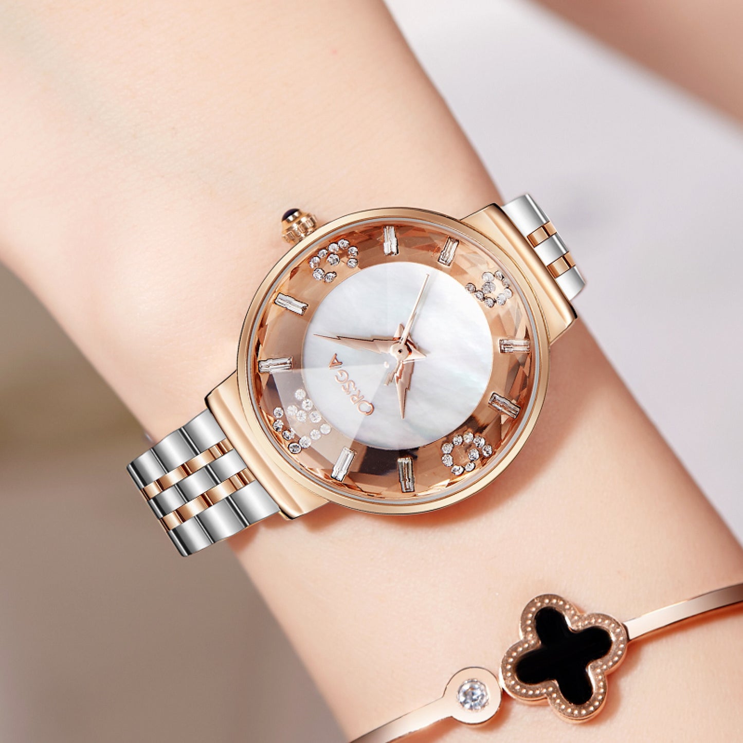 OASIS White Dial Dual Tone Women Watch