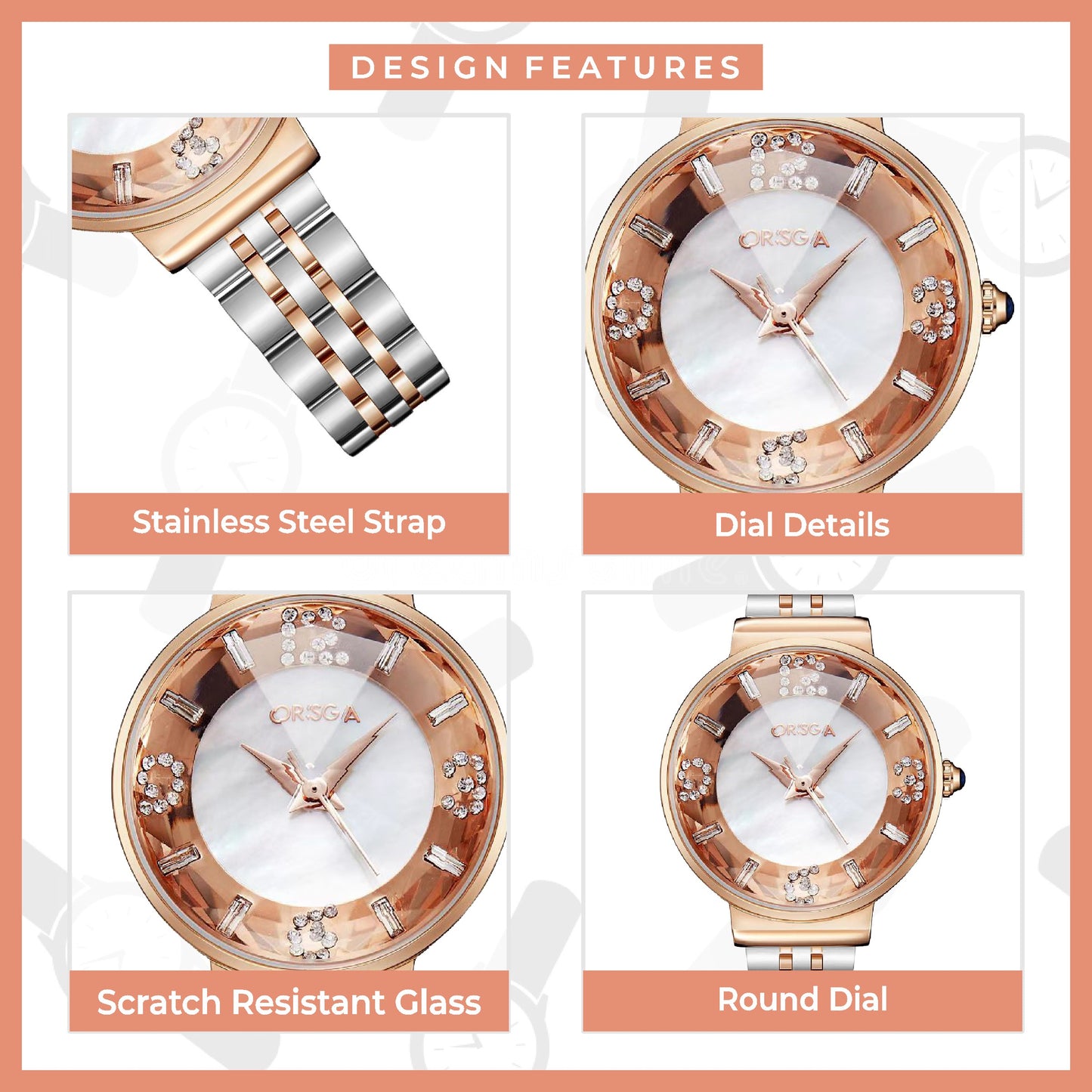 ORSGA OASIS Women Watch - White Silver Rose Gold