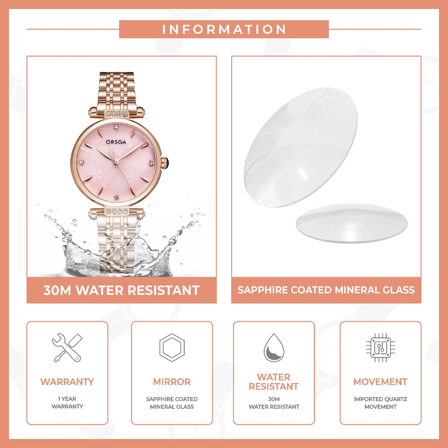 LIRIO Pink Rose Gold Women Watch