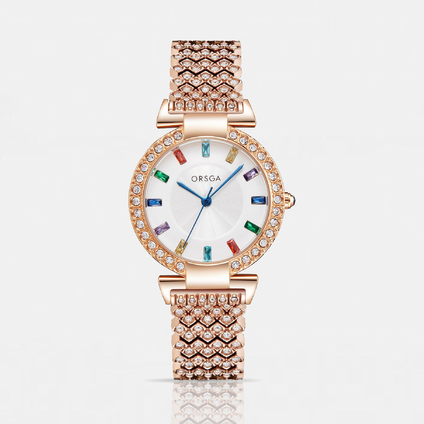 ORSGA SERENE White Dial Studded Gold Analog Watch