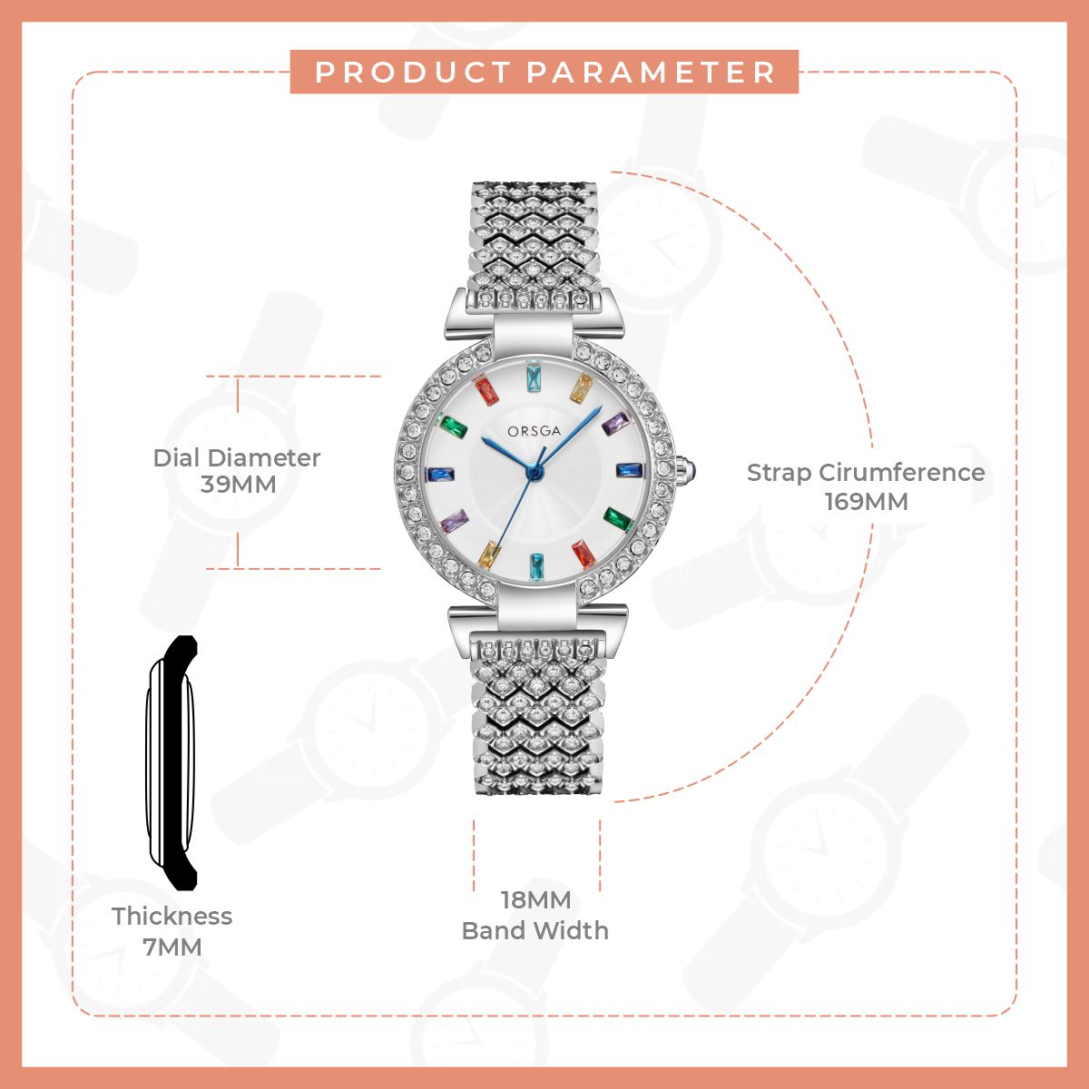 SERENE Women Watch - White Dial Studded Silver