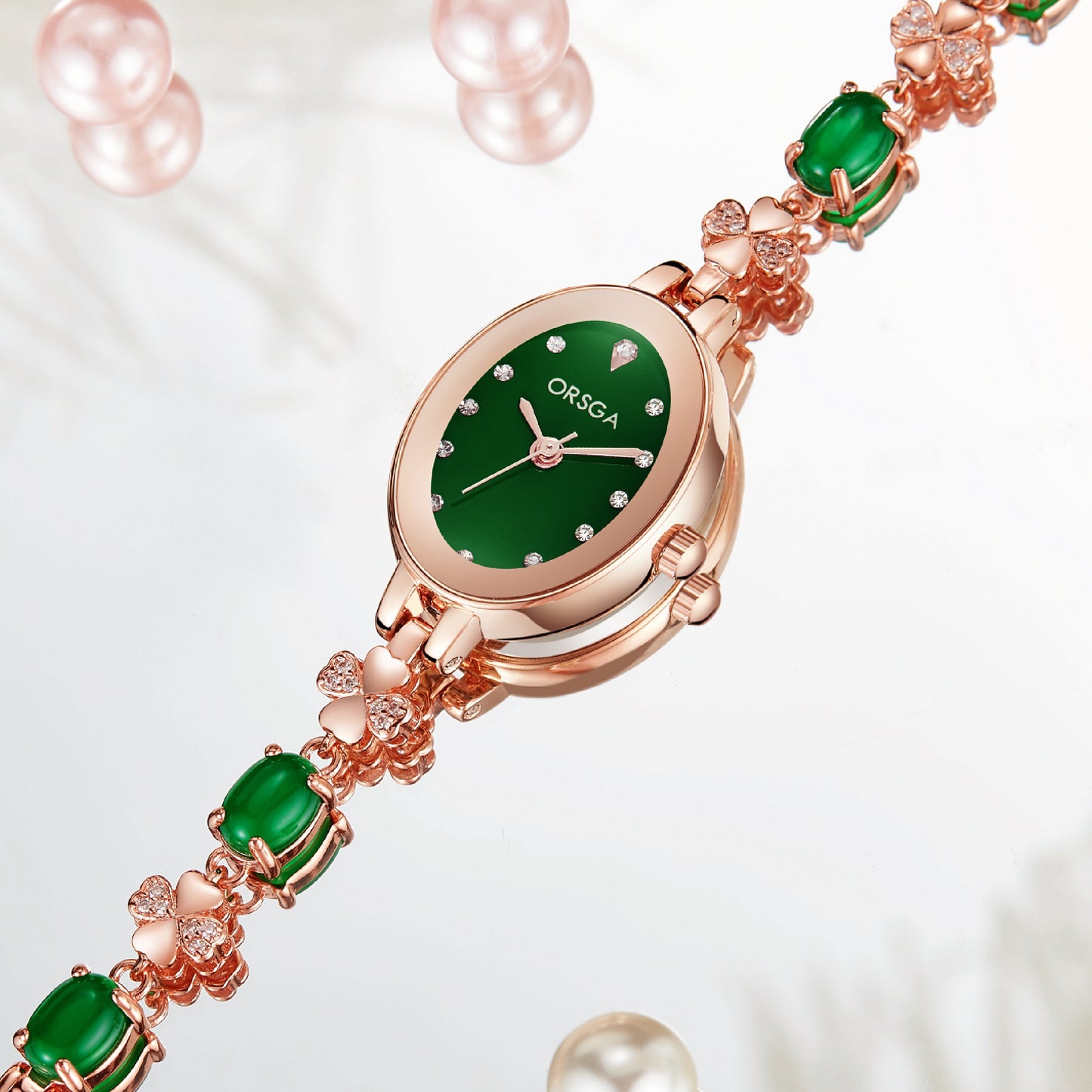 ORSGA JADEIRE Green Dial Rose Gold Watch