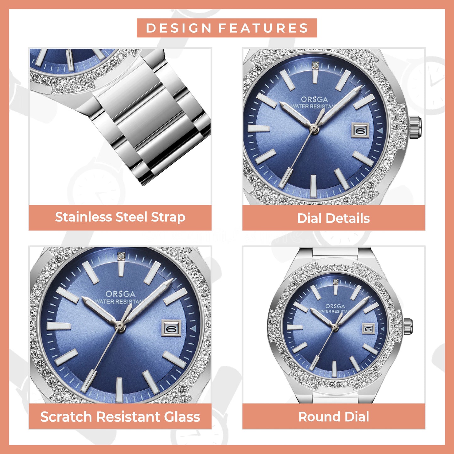 VIRTUE Blue Silver Women Watch