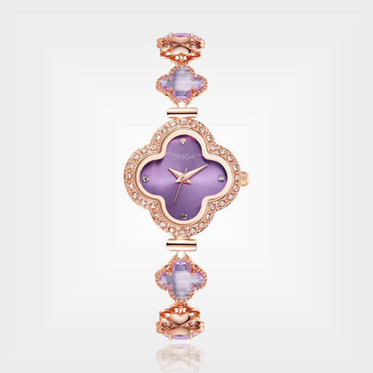 ORSGA CLOVER Purple Dial Rose Gold Watch