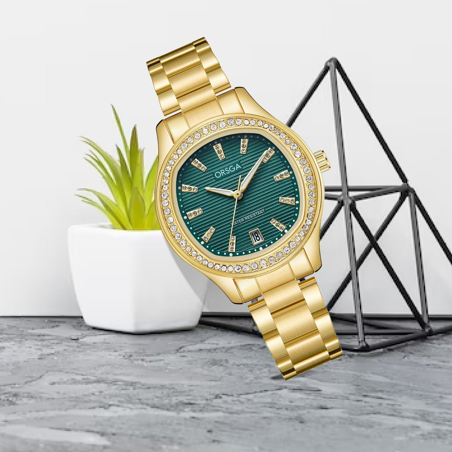 ORSGA OPALINE Green Dial Rose Gold Watch