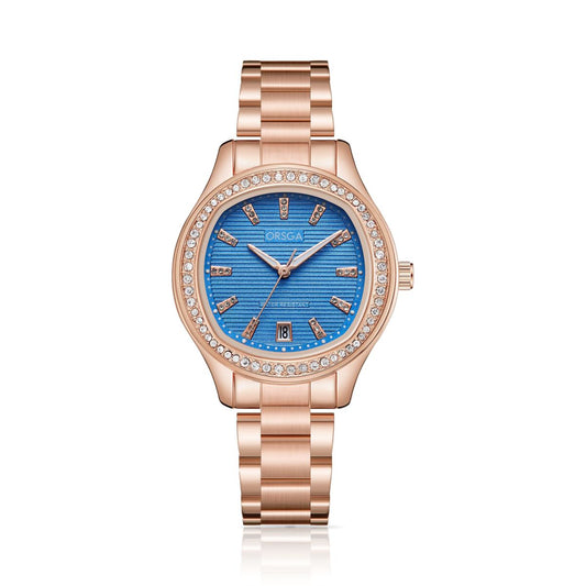 ORSGA OPALINE Blue Dial Rose Gold Watch