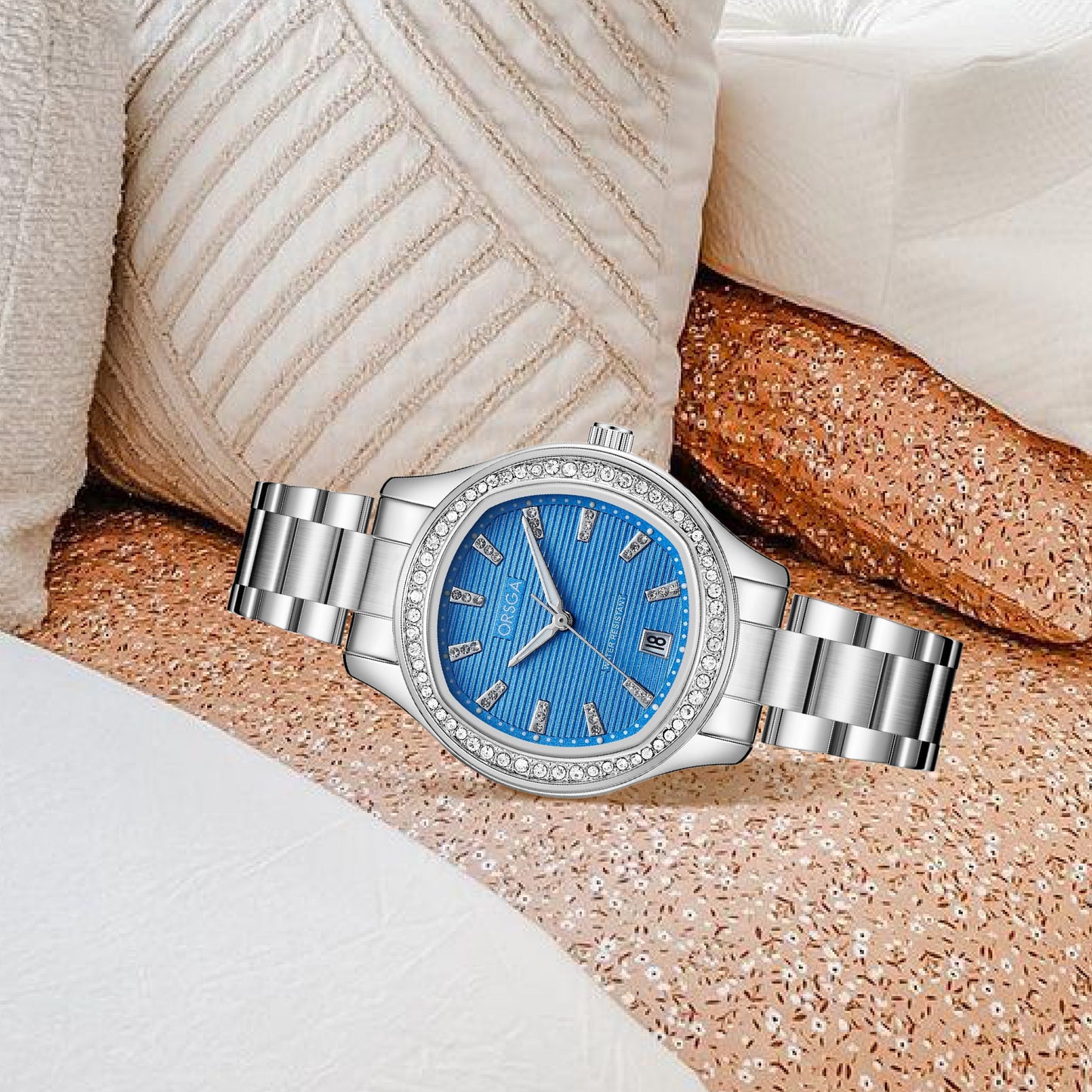 ORSGA OPALINE Blue Dial Silver Watch