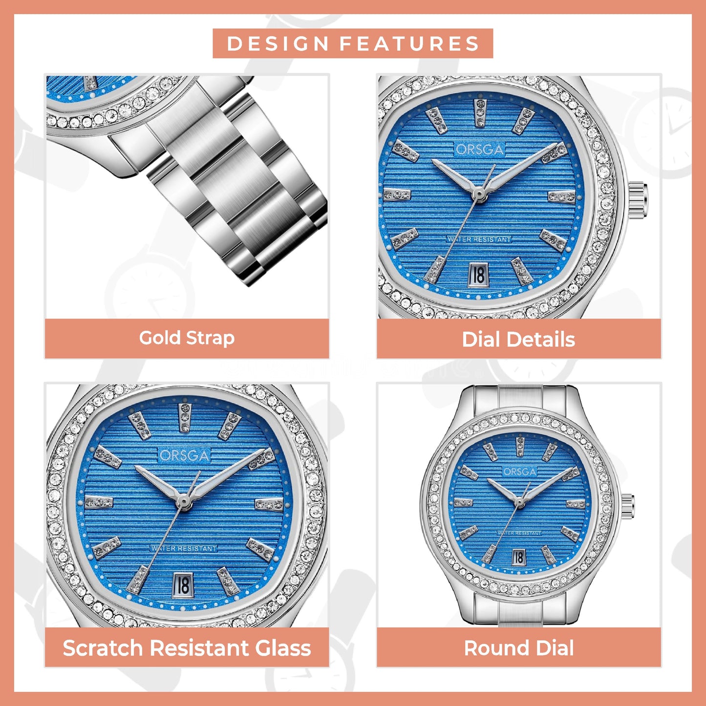 ORSGA OPALINE Blue Dial Silver Watch