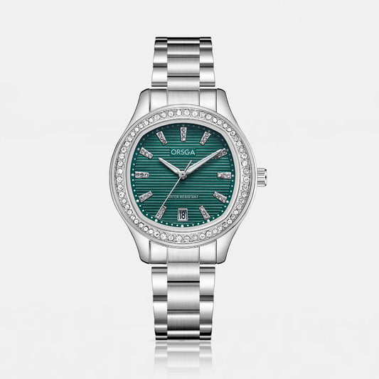 ORSGA OPALINE Green Dial Silver Watch
