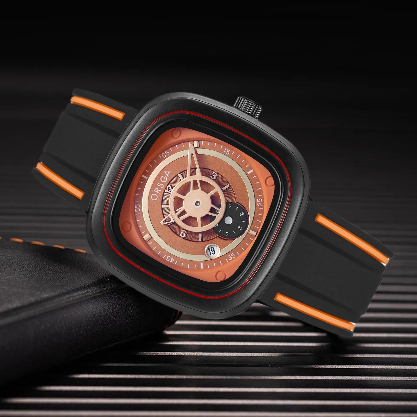 TAGUS Analog Dial Men's Orange Black Watch